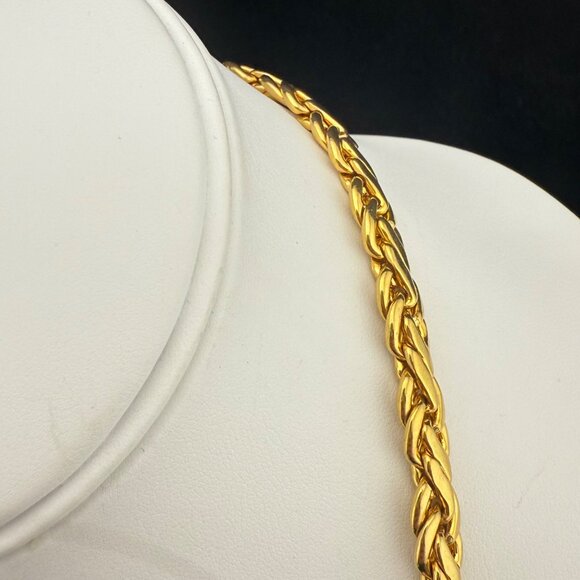 Gold Tone Braided Flat Chain Necklace With Lobster Clasp 24-Inch Length Polished - Picture 8 of 8